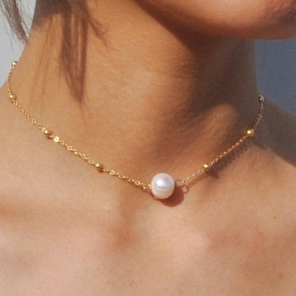 Gold Pearl & Bead Choker Necklace - Picture 1 of 3